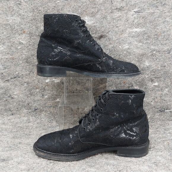 Saint Laurent Lolita Boot Women's Black Lace Leather Size EU 40 US 9 416360 Goth - Picture 2 of 10
